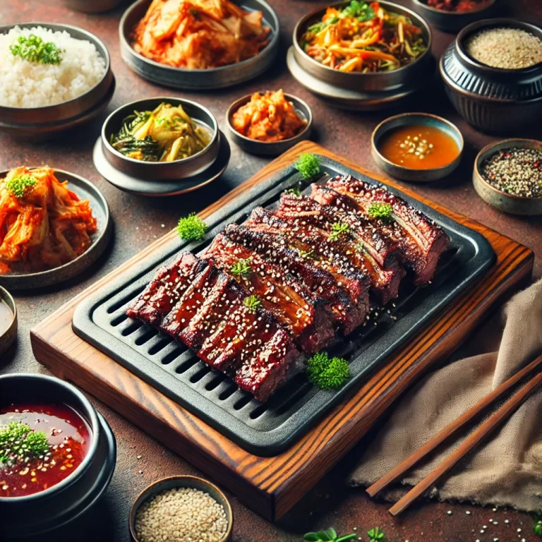 Korean BBQ Recipe | Grilled Marinated Beef Short Ribs (Galbi) with Sides