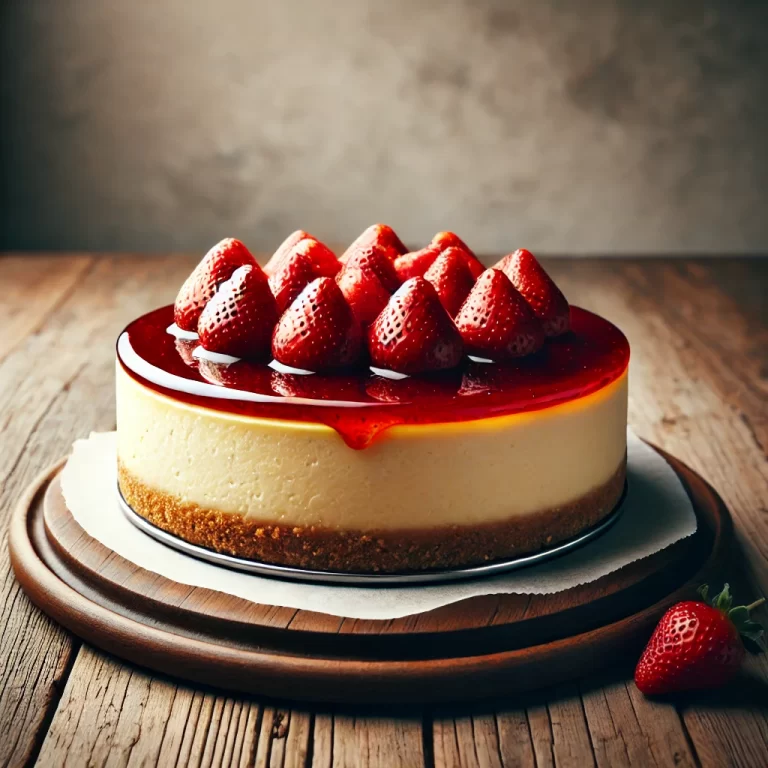 New York-Style Cheesecake Recipe | Classic Creamy Dessert with Strawberry Topping