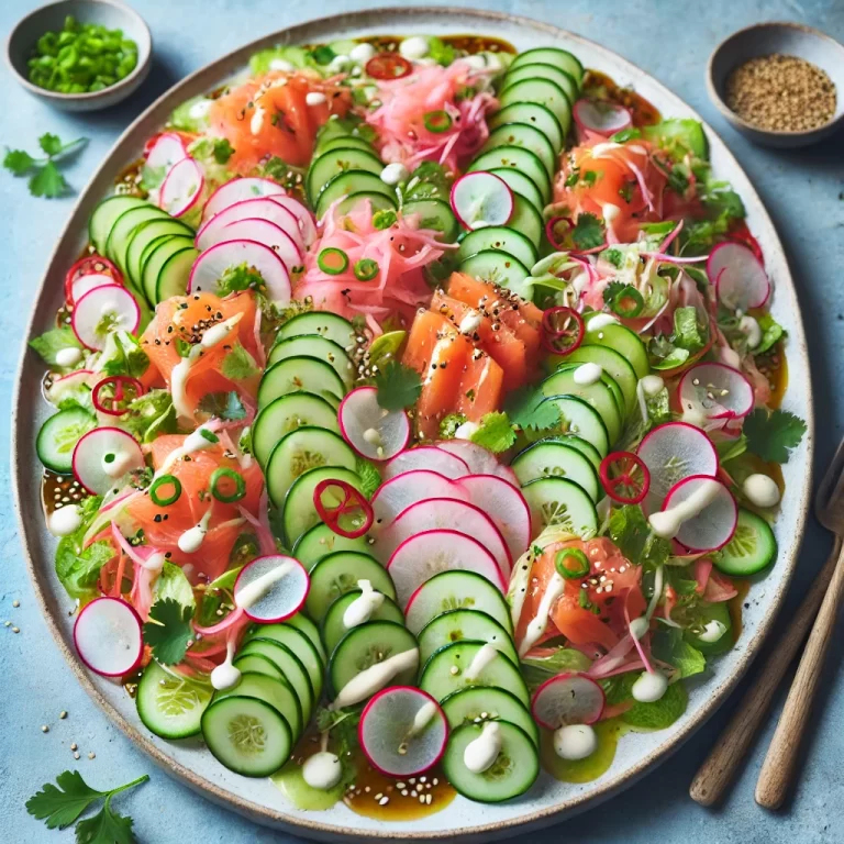 Winter Solstice Feast Recipe: Chinese-Russian Fusion Salad with Smoked Salmon and Wasabi Sauce